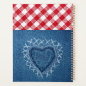 Red Pset Buffalo Check Denim Heart Monogram Planner (Achterkant)