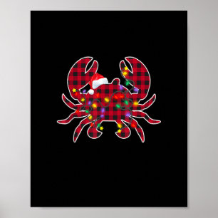 Red Pset Buffalo Crab kerstpyjama familie Poster