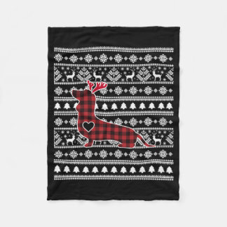 Red Pset Buffalo Dachshund Dog Kerstmis Fleece Deken