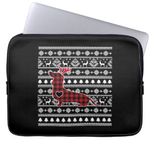 Red Pset Buffalo Dachshund Dog Kerstmis Laptop Sleeve