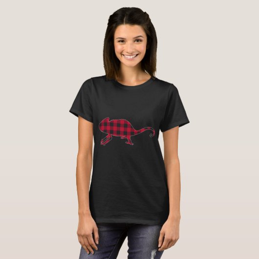 Red Pset Chameleon met kerstviering Matching Buffa T-shirt (Voorkant volledig)