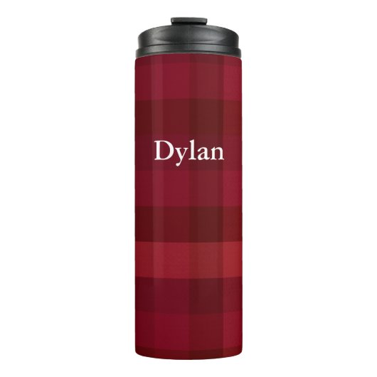 Red Pset Check Pattern Rustic Personalized Thermosbeker (Voorkant)