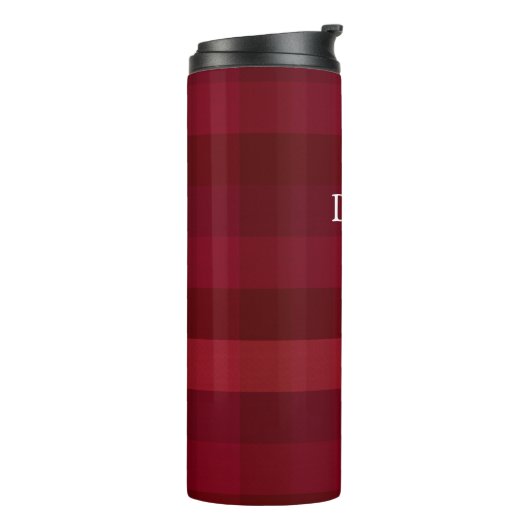 Red Pset Check Pattern Rustic Personalized Thermosbeker (Gedraaid links)
