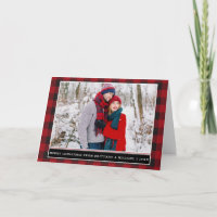Red Pset Couple Photo Merry Kerstmis vouwde