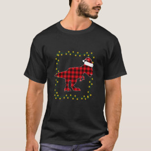Red Pset Dinosaur T Rex kerstlampjes T-shirt