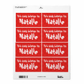 Red Pset "Dit boek behoort tot" Etiket (Full Sheet)