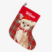 Red Pset en Tan Chihuahua met de naam Dog Grote Kerstsok (Voorkant (Hangend))