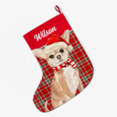 Red Pset en Tan Chihuahua met de naam Dog Grote Kerstsok (Achterkant (Hangend))