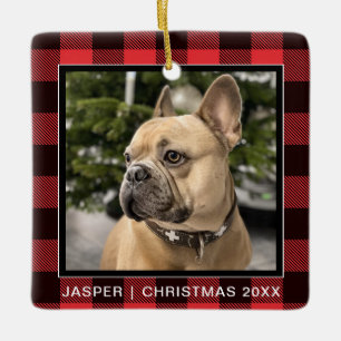 Red Pset  Familiehond Foto met kerst in Keepomwill Keramisch Ornament