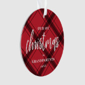 Red Pset First Kerstmis als grootouders Foto Ornament (voorkant)