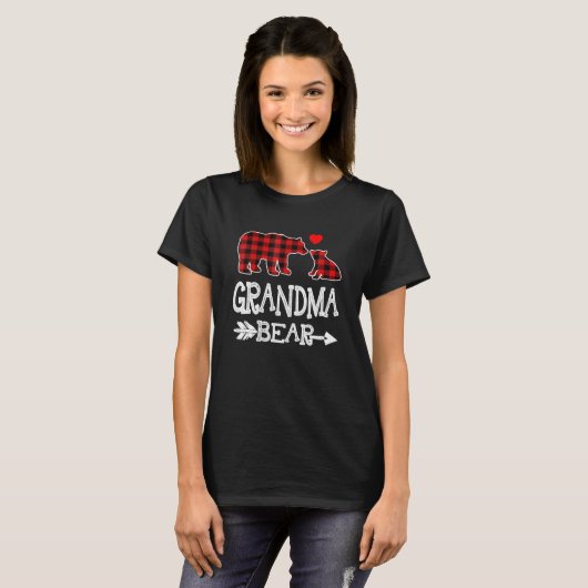 Red Pset Grandma Beer Kerstmis Pajama Matching T-shirt (Voorkant volledig)