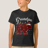 Red Pset Grandpa Beer Matching Buffalo Pajama T-shirt (Voorkant)