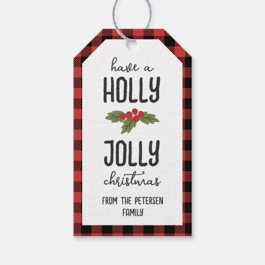 Red Pset heeft een Holly Jolly Kerstmis van naam Cadeaulabel (Voorkant)
