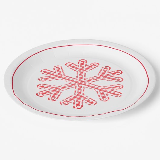 Red Pset Holiday Snowflake Kerstmis Papieren Bordje (Gekanteld)