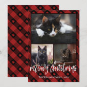 Red Pset Meowy kerstfoto Collage Feestdagenkaart (Voorkant / Achterkant)