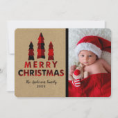 Red Pset Merry kerstbomen Kraft Holiday Kaart (Voorkant)