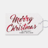 Red Pset Merry kerstvakanay Label Cadeaulabel (Voorkant (Horizontaal))