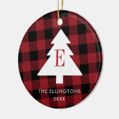 Red Pset Monogram kerstversiering met foto Keramisch Ornament (Links)