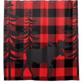 Red Pset Moose Silhouette Douchegordijn (Voorkant)