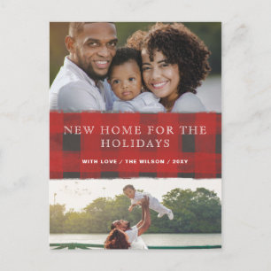 Red Pset New Home voor Feestdagen Foto's verplaats Briefkaart