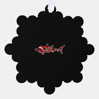 Red Pset Pajama Shark Santa Hat Ornament Kaart