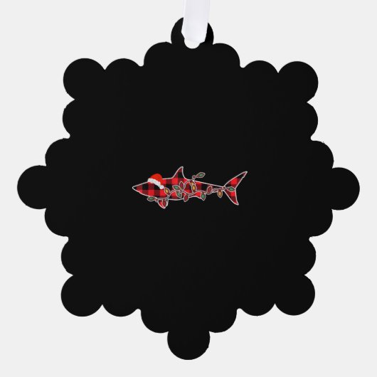 Red Pset Pajama Shark Santa Hat Ornament Kaart (Voorkant)