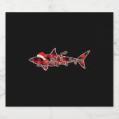 Red Pset Pajama Shark Santa Hat Sparkling Wijnetiket (Enkel label)