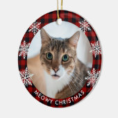 Red Pset Pattern Cat Photo Meowy Kerstmis Keramisch Ornament (Links)