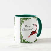 Red Pset Reindeer Merry Kerstfeestdag Mok (Voorkant rechts)