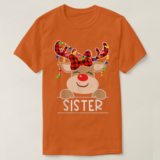 Red Pset Reindeer Sister Kerstmis Light Christma T-shirt (Design voorkant)