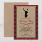 Red Pset Rustic Holiday Party Kraft Kaart (Voorkant / Achterkant)