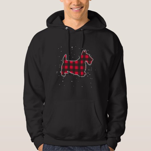 Red Pset Scottie Kerstmis Matching Buffalo Famil Hoodie (Voorkant)