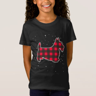 Red Pset Scottie Kerstmis Matching Buffalo Famil T-shirt