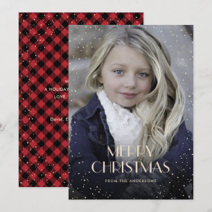 Red Pset Snow Sparkle Photo met kerstkaarten Feestdagenkaart