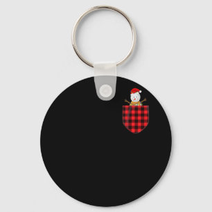 Red Pset Snowman in de Pocket Buffalo familie Sleutelhanger