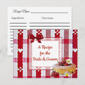 Red Pset Tablecloth Wedding Recipe Kaart (Voorkant / Achterkant)