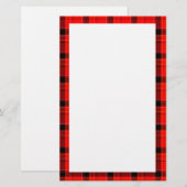Red Pset Tartan Patroon Briefpapier (Voorkant / Achterkant)