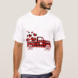 Red Pset Truck Happy Valentines Day 2023 Couple M T-shirt