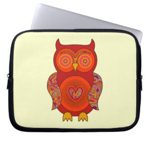 Red Psychedelic Owl Laptop Sleeve