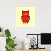 Red Psychedelic Owl Poster (Thuiskantoor)