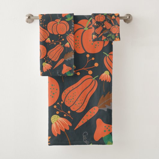Red pumpkin seamless pattern and carrots (En situation)