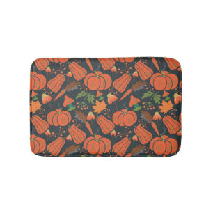 Red pumpkin seamless pattern and carrots badmat