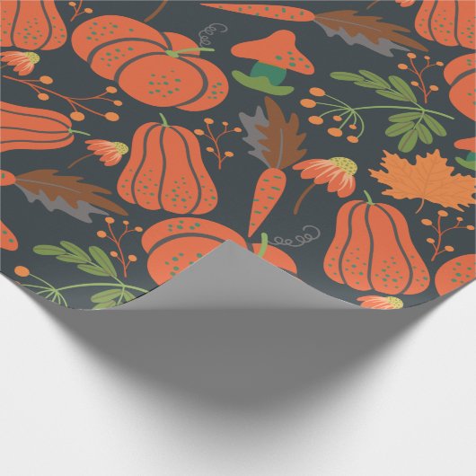 Red pumpkin seamless pattern and carrots cadeaupapier (Hoek)