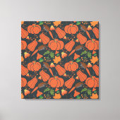 Red pumpkin seamless pattern and carrots canvas afdruk (Voorkant)
