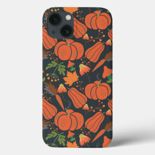 Red pumpkin seamless pattern and carrots iPhone 13 hoesje