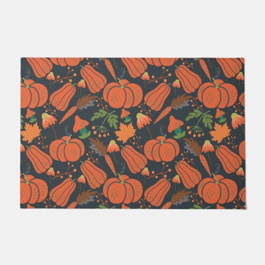 Red pumpkin seamless pattern and carrots deurmat (Voorkant)
