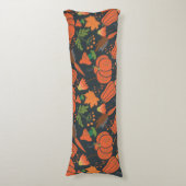 Red pumpkin seamless pattern and carrots lichaamskussen (Voorkant Verticaal)