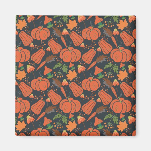 Red pumpkin seamless pattern and carrots magneet (Voorkant)