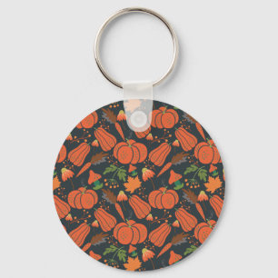 Red pumpkin seamless pattern and carrots sleutelhanger