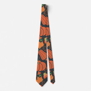 Red pumpkin seamless pattern and carrots stropdas